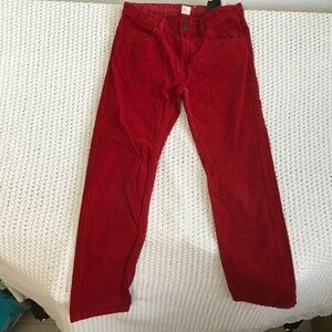 H&M RED CORDUROY SLIM FIT ADJUSTABLE WAIST PANTS SIZE GIRLS 10